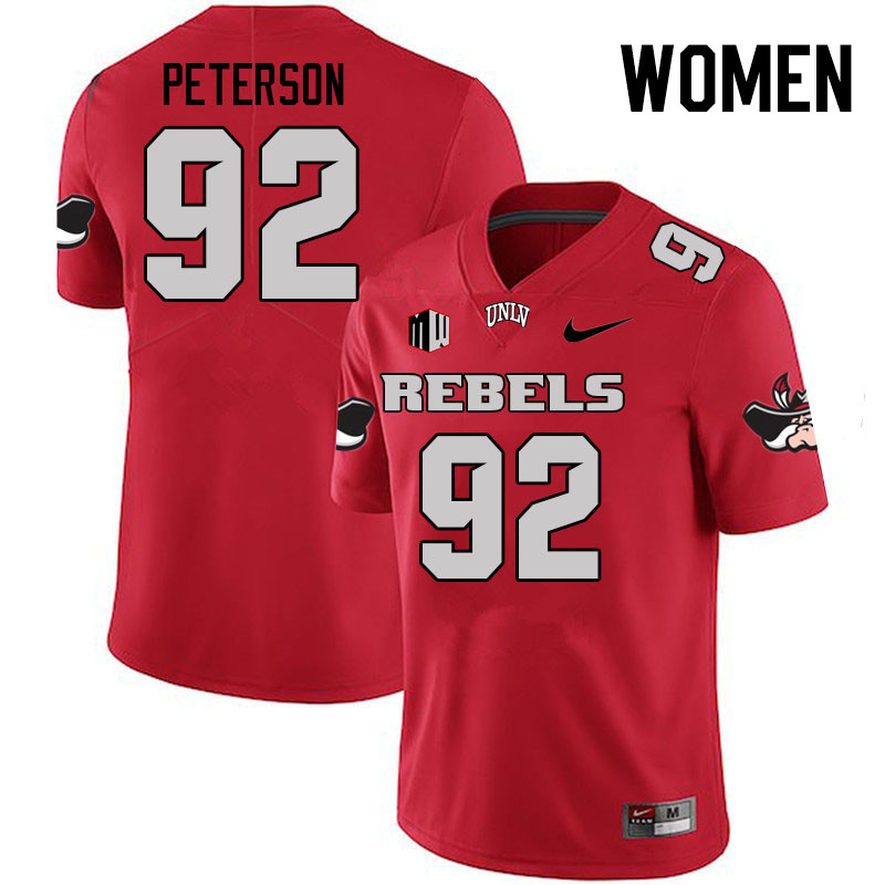 Women #92 Maxwell Peterson UNLV Rebels College Football Jerseys Stitched Sale-Scarlet - Click Image to Close